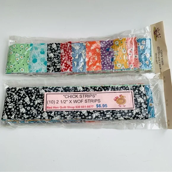 Chick Strips 2.5" WOF Quilt Fabric Strips 10 Multi Floral & Novelty Prints 2 Pk - Picture 4 of 11